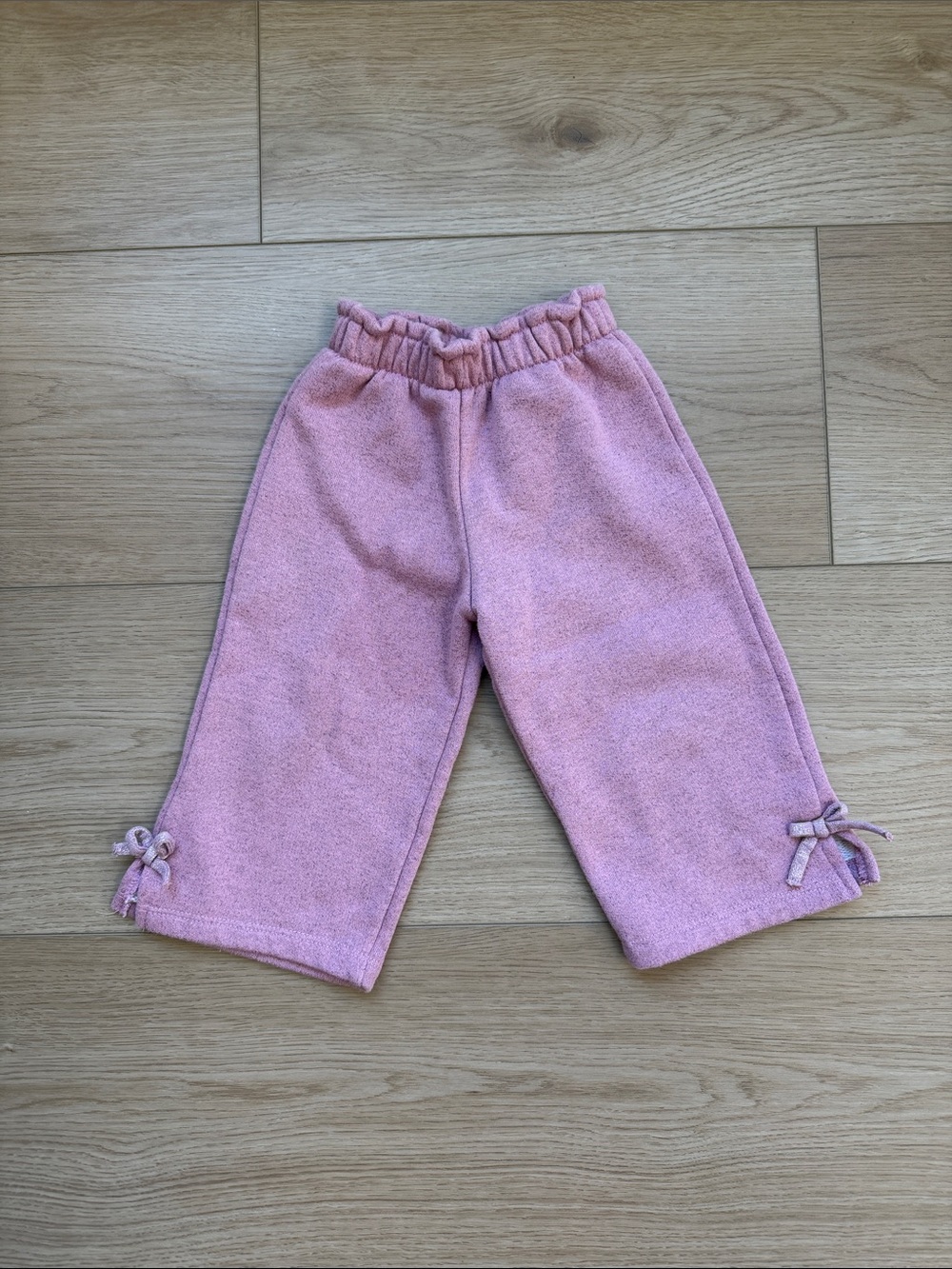Zara Pink Fleece Joggers with Hem Bows